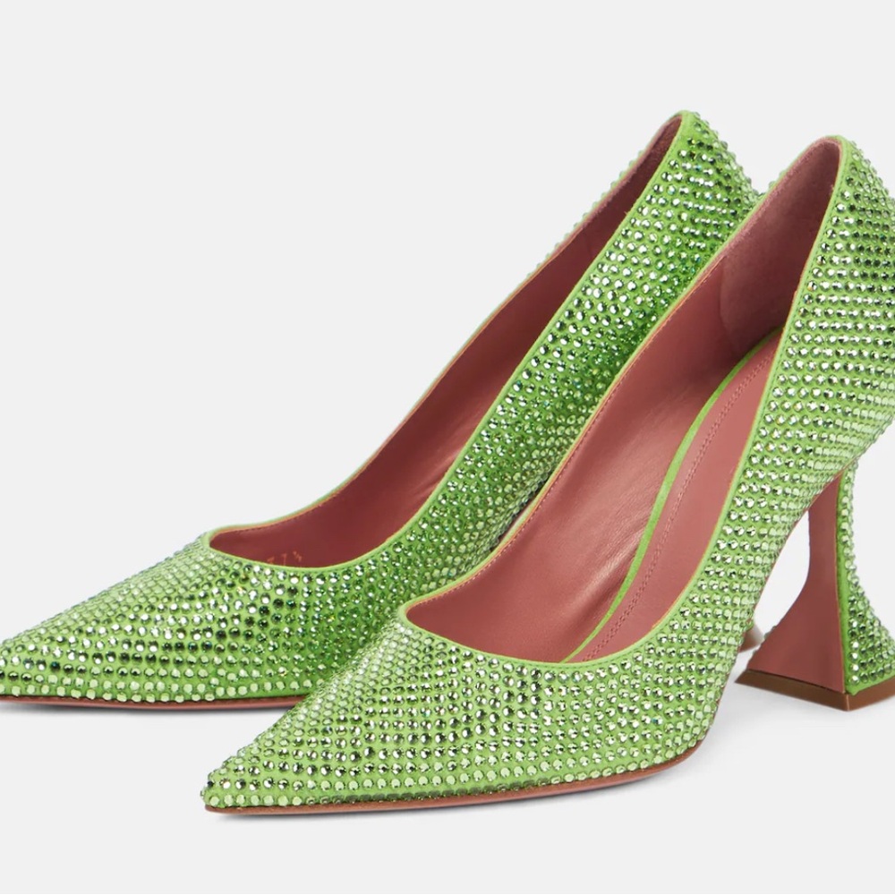 Elegant Green Rhinestone Women's Heels